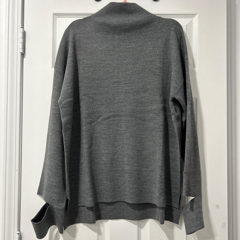 Evidnt NWT Mock Turtleneck Knit Sweater Top Medium Heather Gray‎ Cut Sleeve